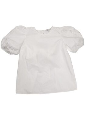 English Factory White Puff Sleeve Open Back Bow Blouse Size Small